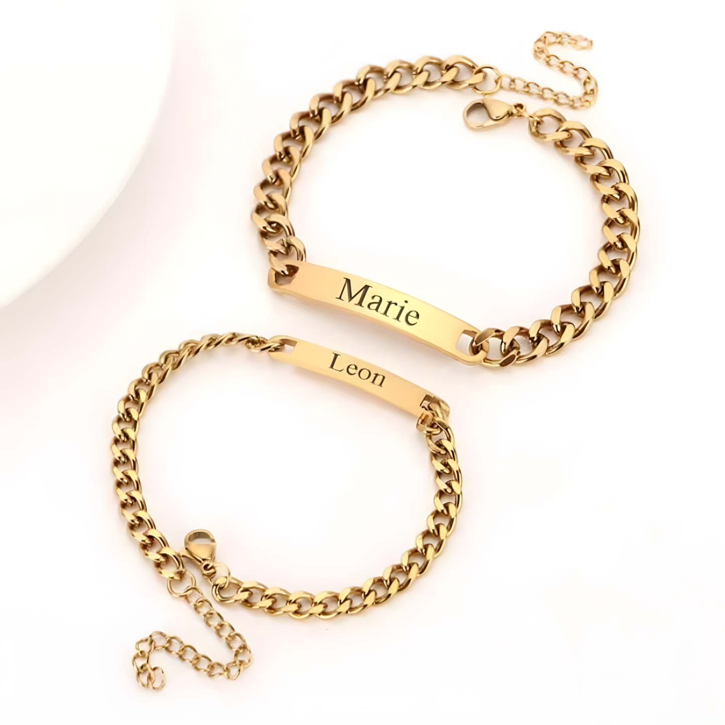ENGRAVED BRACELET SET -W/ETERNAL ROSE BOX